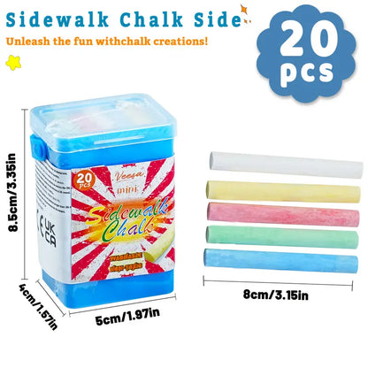 [Mini Chalk Sticks] 20pcs Mini Chalk Sticks | Five Colors, Less Dust, Non-Toxic - Ideal for Chalkboards, Blackboards, Teaching, Drawing, Art & Crafts