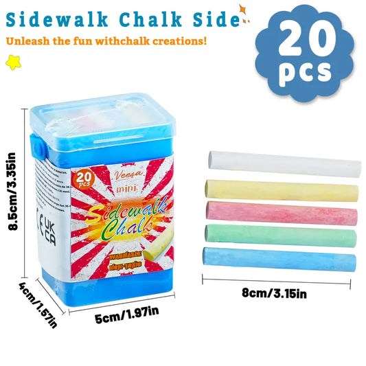 [Mini Chalk Sticks] 20pcs Mini Chalk Sticks | Five Colors, Less Dust, Non-Toxic - Ideal for Chalkboards, Blackboards, Teaching, Drawing, Art & Crafts