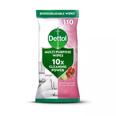 Dettol Antibacterial Multipurpose Cleaning Wipes, Pomegranate, 105 Large Wipes
