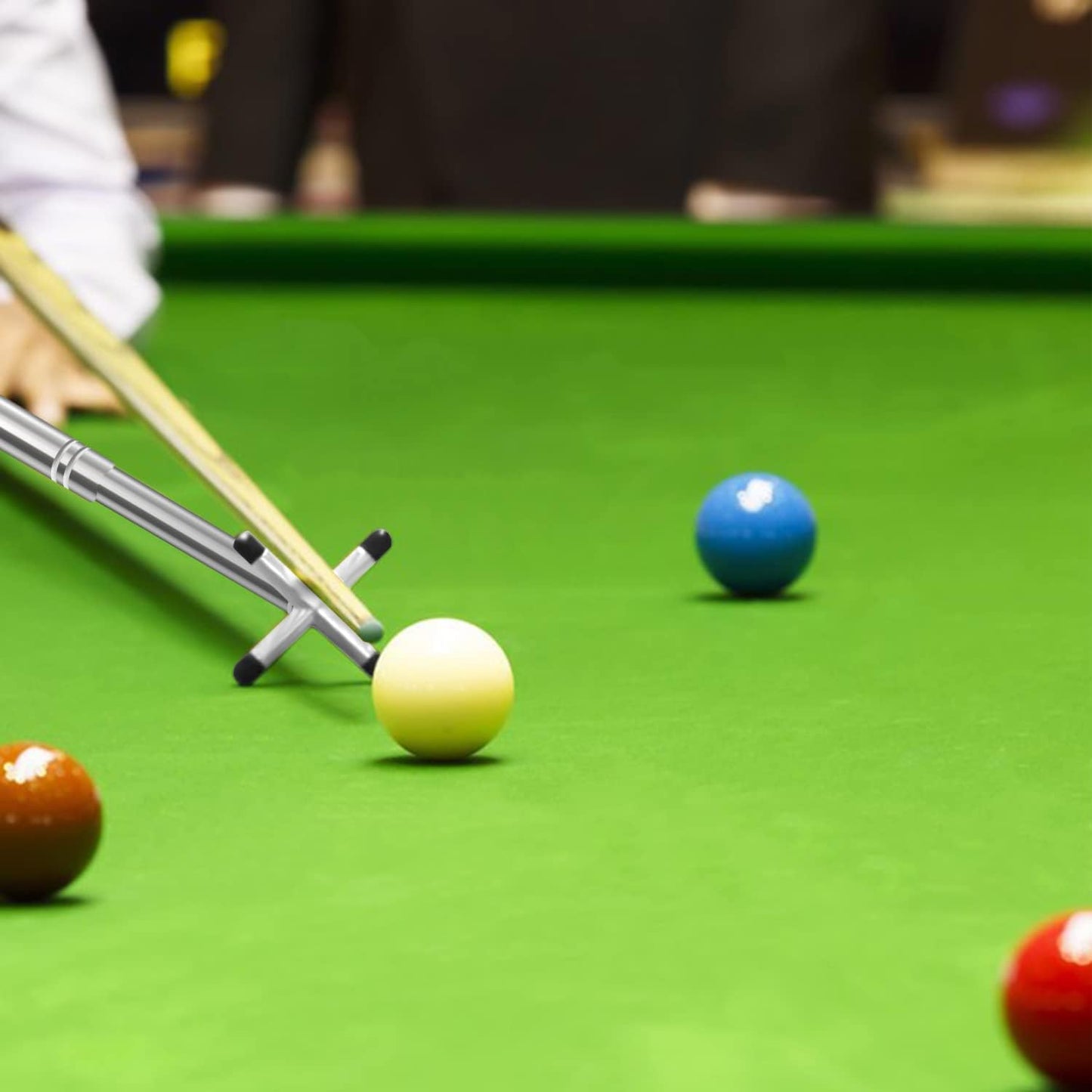 TIHOOK 4 Pcs Billards Cue Stick Bridge, Retractable Billiards Cue with 3 Pcs Removable Brass Bridge Head, Snooker Pool Cue Accessories, Pool Table Accessories for Pool Table (Silver)