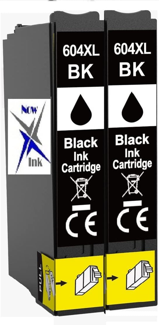 Now Ink Ltd Pineapple 604 XL 2 BLACK Ink Cartridges Replacement for 604XL Compatible for Epson 604XL WF-2910DWF/ WF-2930DWF/ WF-2935DWF/ WF-2950DWF, XP-2200 2205 3200 3205 4200 4205