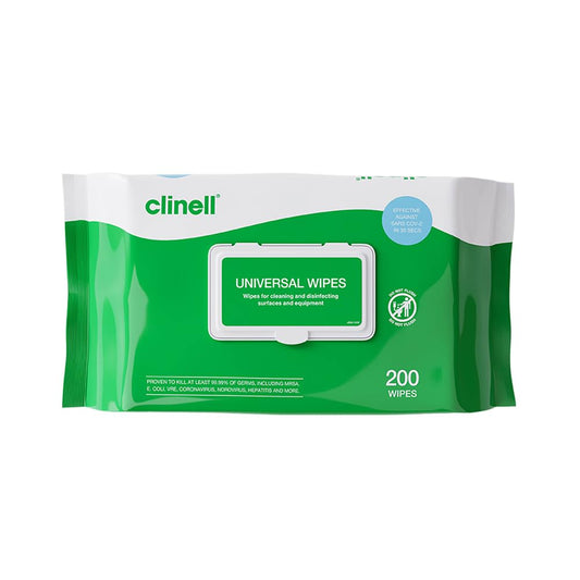 Clinell Universal Disinfectant Wipes – 200 Pack, Kills 99.99% Germs in 10 Seconds