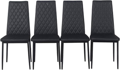 Diamond Dining Chairs,Faux Leather Metal Legs High Back Seat Home Kitchen Dining Room Chairs (8, Black)