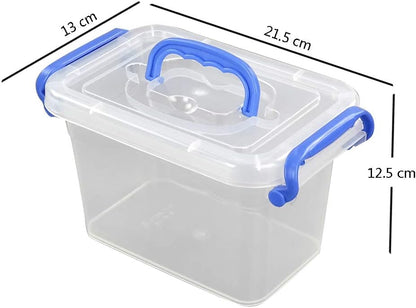 Mini Storage Boxes with Lids, 1.8 L Plastic Transparent Boxes Set of 6