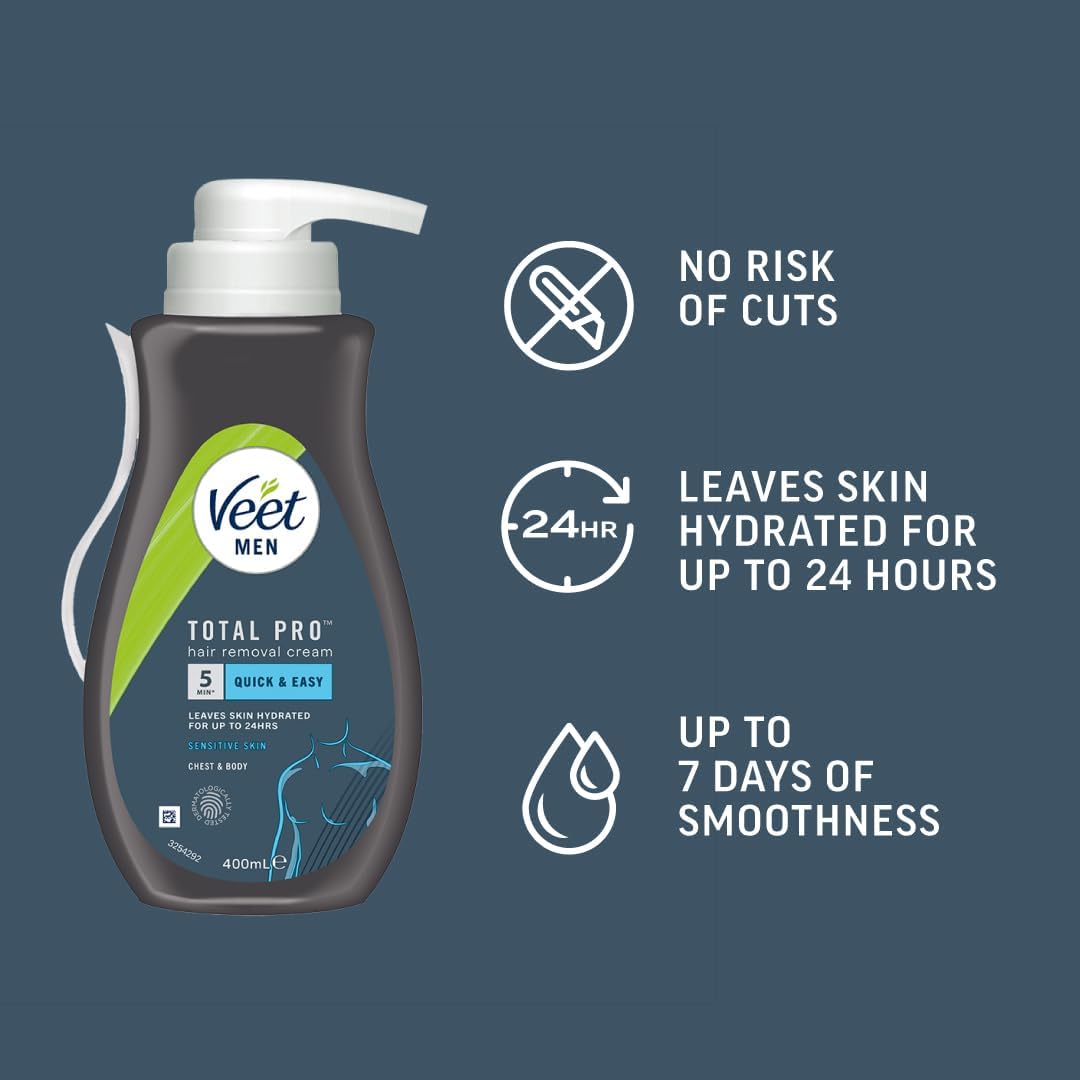 Veet Men Hair Removal Cream 400ml – Hydrating, Moisturizing & Smooth Results