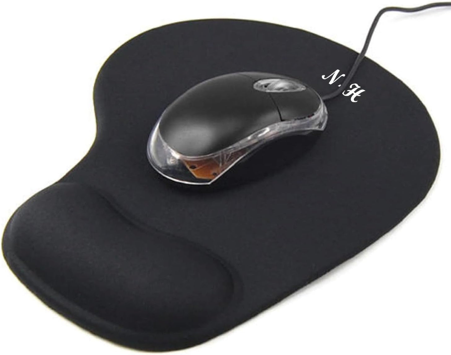New Horizon Black Anti-Slip Mouse Pad with Gel Wrist Support for PC & Laptop