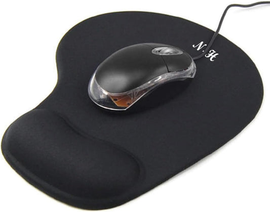 New Horizon Black Anti-Slip Mouse Pad with Gel Wrist Support for PC & Laptop