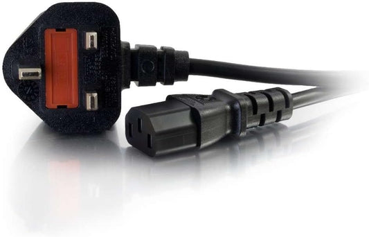 C2G 2M UK Power Cable – Kettle Lead Cord (IEC C13 to BS1363), 6FT, Black