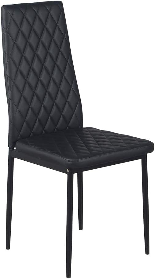 Diamond Dining Chairs,Faux Leather Metal Legs High Back Seat Home Kitchen Dining Room Chairs (8, Black)