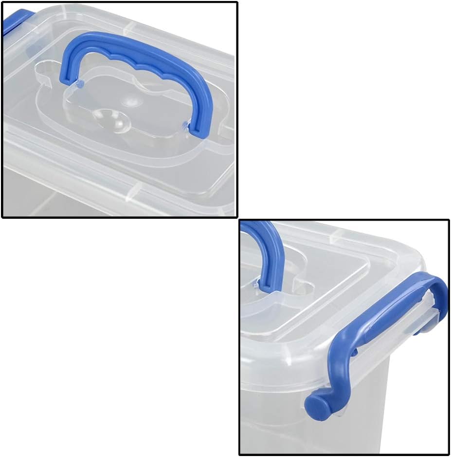 Mini Storage Boxes with Lids, 1.8 L Plastic Transparent Boxes Set of 6