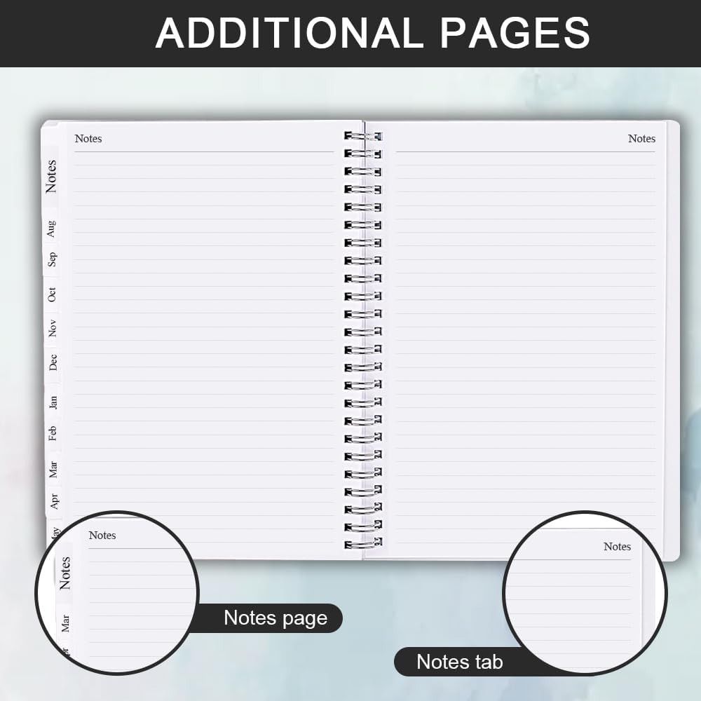 2025-2026 Diary, A5 Weekly Planner with Monthly Tabs, July 2025 - June 2026, Back Pocket, Planner 2025-2026 with Elastic Closure, Flexible Cover, 14.8×21cm, Black