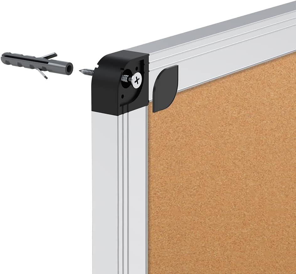 VIZ-PRO 120x90 cm Cork Notice Board with Silver Aluminum Frame