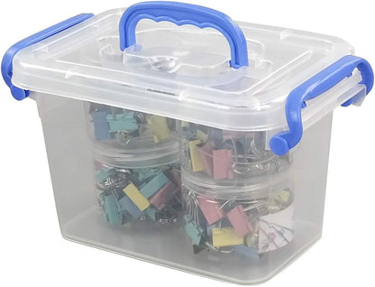 Mini Storage Boxes with Lids, 1.8 L Plastic Transparent Boxes Set of 6