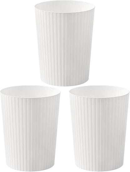 Set of 3 | 7.2L White Plastic Trash Bins for Kitchen, Bedroom & Office – Open Top