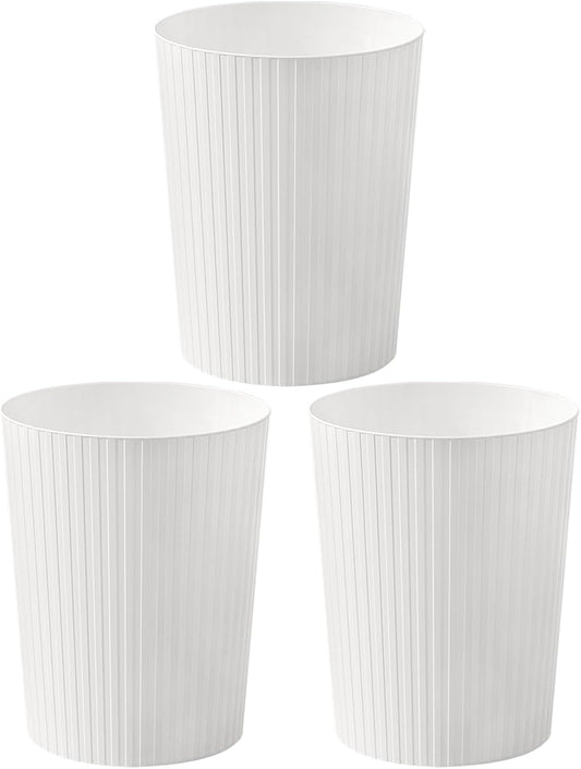 Set of 3 | 7.2L White Plastic Trash Bins for Kitchen, Bedroom & Office – Open Top