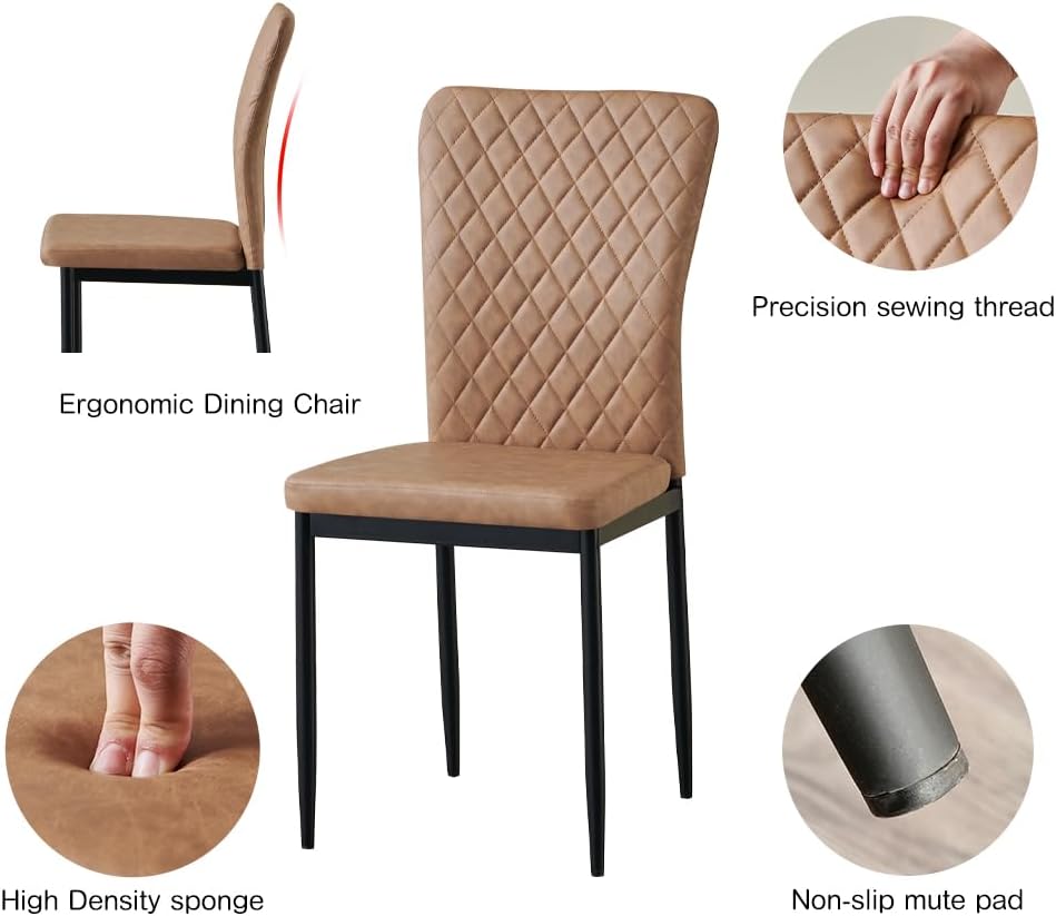 Modern Upholstered Dining Chairs Set of 4/6/8 – High Back, Metal Legs, Multi-Color
