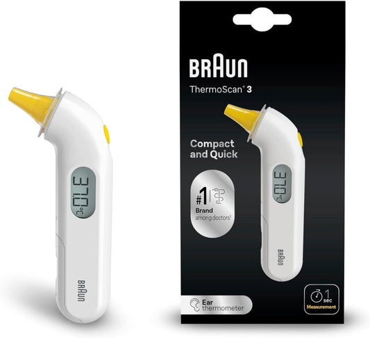 Braun ThermoScan 3 Ear Thermometer – 1s Read, Fever Alert, Baby & Doctor Trusted