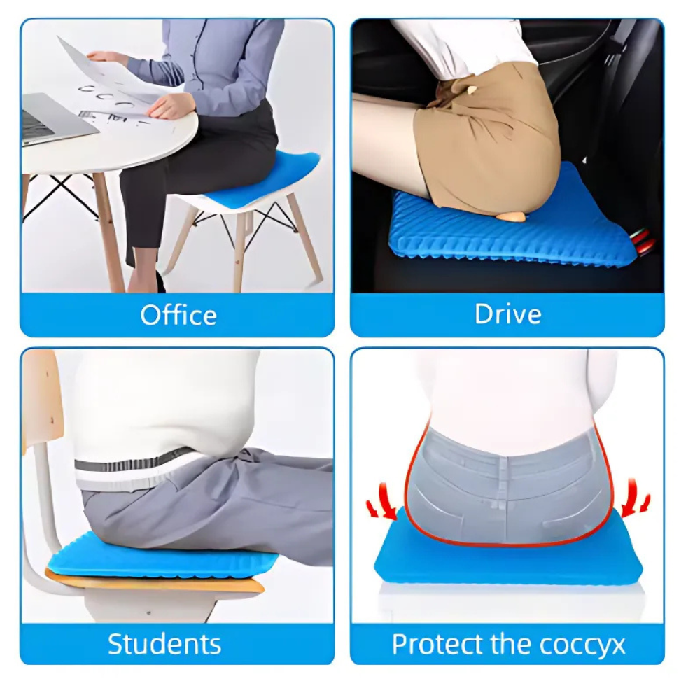 Gel Seat Cushion for Tailbone & Back Pain Relief – Breathable Honeycomb Design