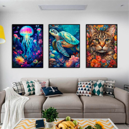 BEAYIOU 9 Pack Animal Diamond Painting Kits for Adults?5D DIY Cow Elephant Dragon Diamond Art Kits for Beginners Round Full Drill Painting with