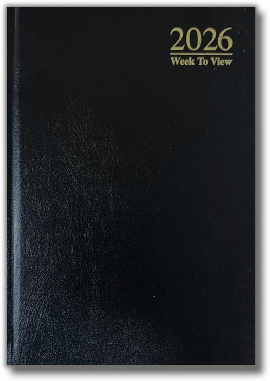 2026 A4 Diary Week to View | Page A Day | Desk Diary | Hard Backed For Home And Office Use (Black, A4 Week To View)
