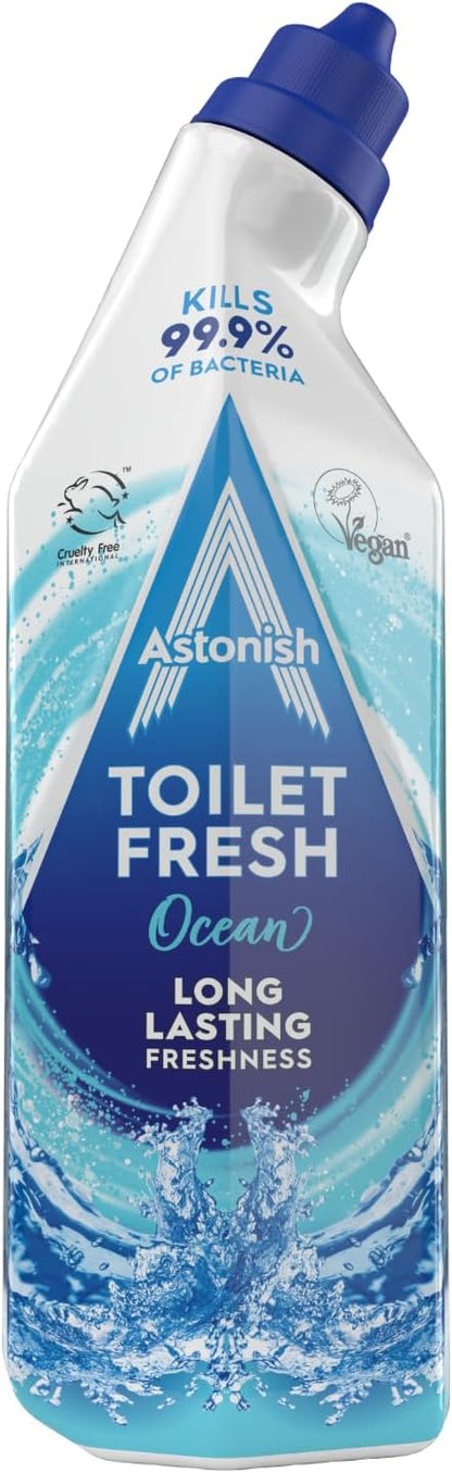 Astonish Toilet Fresh Gel, Kills 99.9% of Bacteria, Limescale Prevention, 750ml, Ocean
