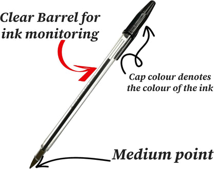 ARTH Black Biro Pens Ballpoint Multipack Box Of 50 Pens