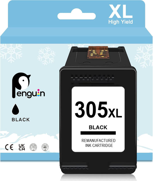 Penguin 305XL Black for HP 305 XL for DeskJet 2800e 2810e 2820e 4220e 4122e 4130e 2700e 2710e 2720e 4222e Envy 6000 6032e 6020e DeskJet Plus 4130e Envy Pro 6430 6432 Printer Ink Cartridge Replacement
