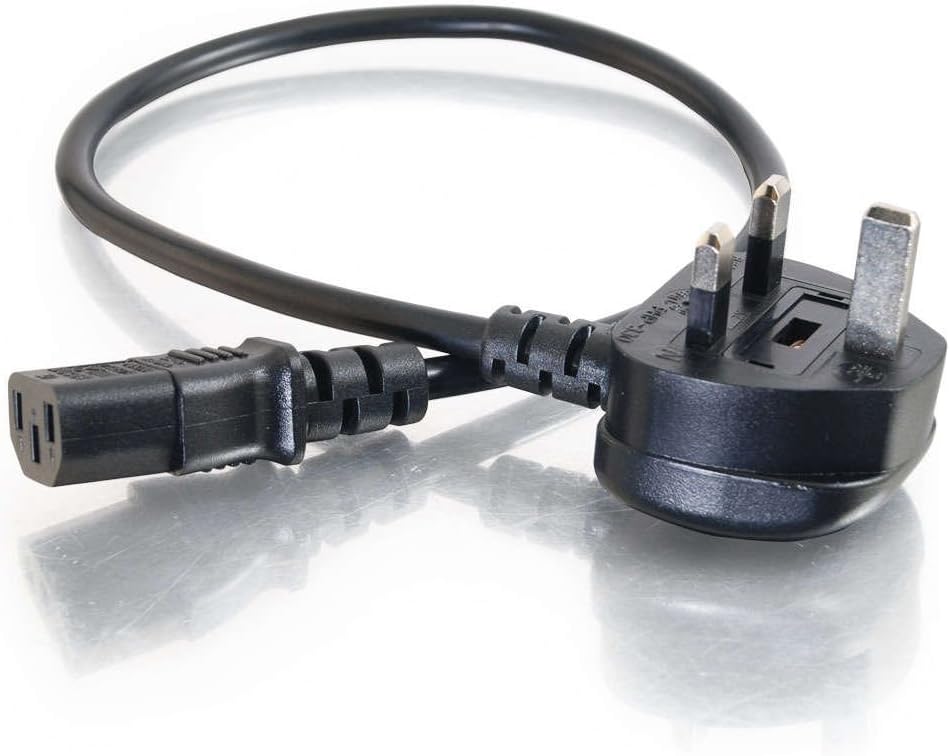 C2G 1M UK Power Cable – IEC C13 to BS1363 Kettle Lead Cord – 3ft, Black