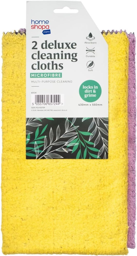 HOMESHOPA Microfibre Cleaning Cloth, 2 Pack Multifunctional Highly Absorbent Super Soft Cloth Duster, Reusable Washable Cleaning Towels for House Kitchen Car Motorbike Windows 43 X 55cm