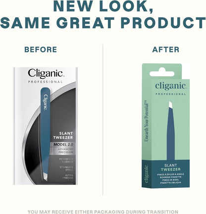 Cliganic Blue Slant Tip Eyebrow Tweezers – Precision Stainless Steel for Men & Women
