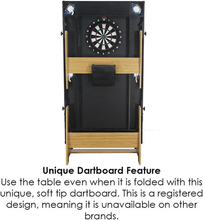 BCE 6ft 3-in-1 Folding Pool Table with Table Tennis Top & Soft Tip Dart Board with Desk Top - Easy to Move - All Accessories Included