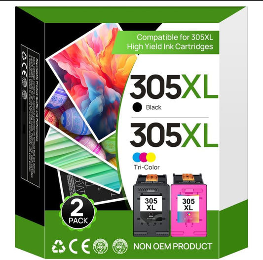 🖨️ 305XL Ink Cartridges for HP Printers – Black & Colour Replacement Pack (2-Pack)