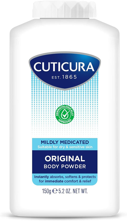 CUTICURA Medicated Body Powder 150g – Sweat Control, Itch Relief & Chafing Care