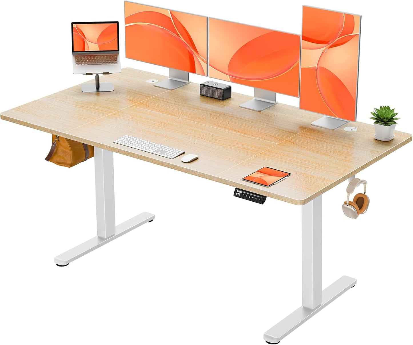 Electric Height Adjustable Standing Desk with 4 Memory, Smart Panel, Home Office