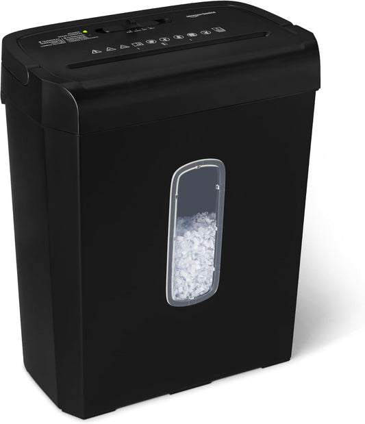 Amazon Basics 6-Sheet Cross-Cut Paper Shredder and Credit Card Shredder, 14L, Black