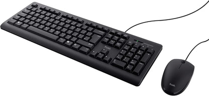Trust Taro Wired Keyboard & Mouse Set – USB, Quiet, Spill-Proof, Full-Size – Black