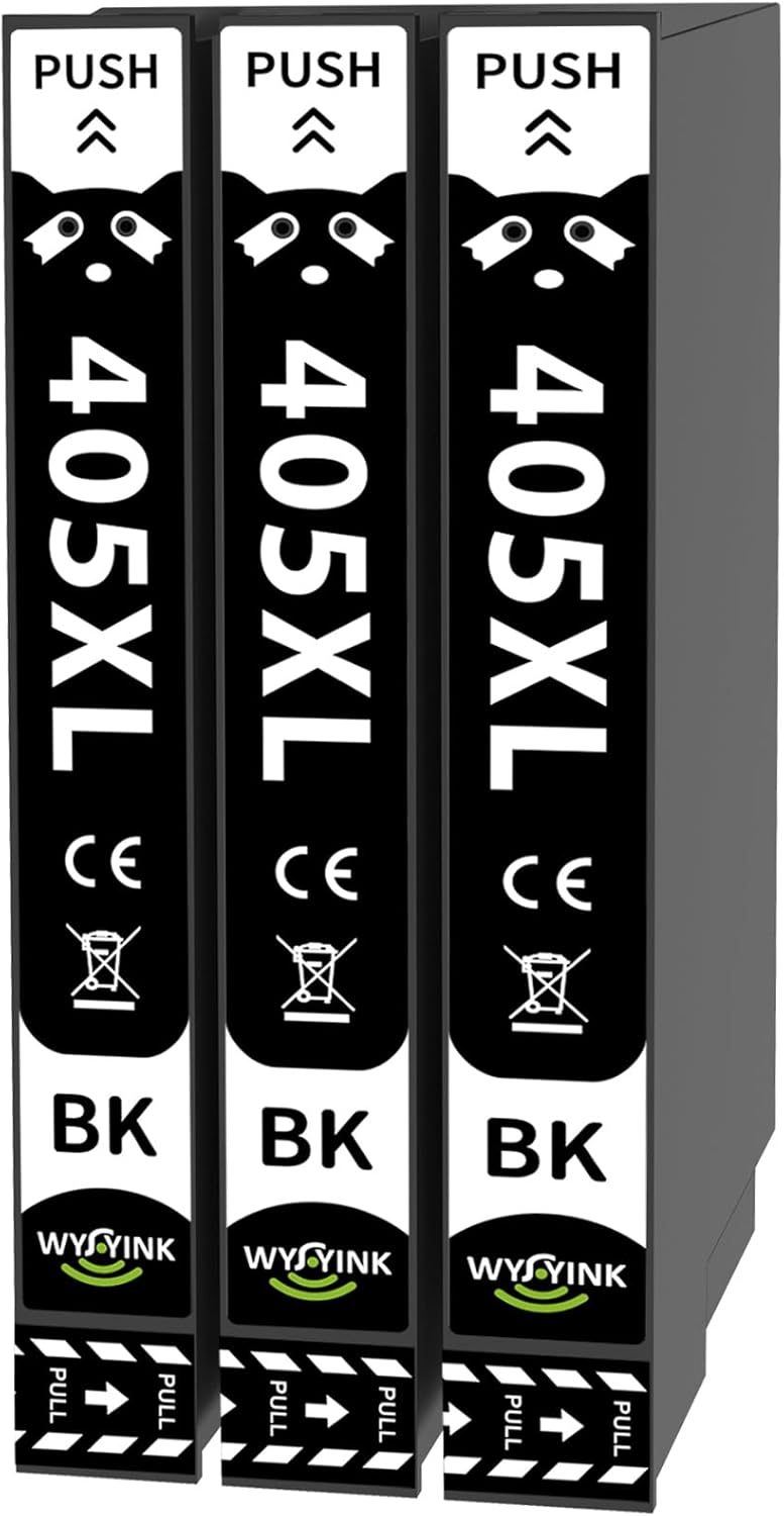WYFYINK 405XL Compatible with Epson 405 XL 405XL Black Ink Cartridges for Epson WF 4820 for WorkForce Pro WF-3820 WF-3825 WF-4825 WF-4830 WF-7310 WF-7830 WF-7835 WF-7840 Printer (3 Black)