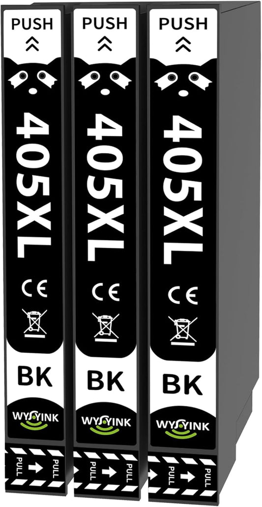 WYFYINK 405XL Compatible with Epson 405 XL 405XL Black Ink Cartridges for Epson WF 4820 for WorkForce Pro WF-3820 WF-3825 WF-4825 WF-4830 WF-7310 WF-7830 WF-7835 WF-7840 Printer (3 Black)
