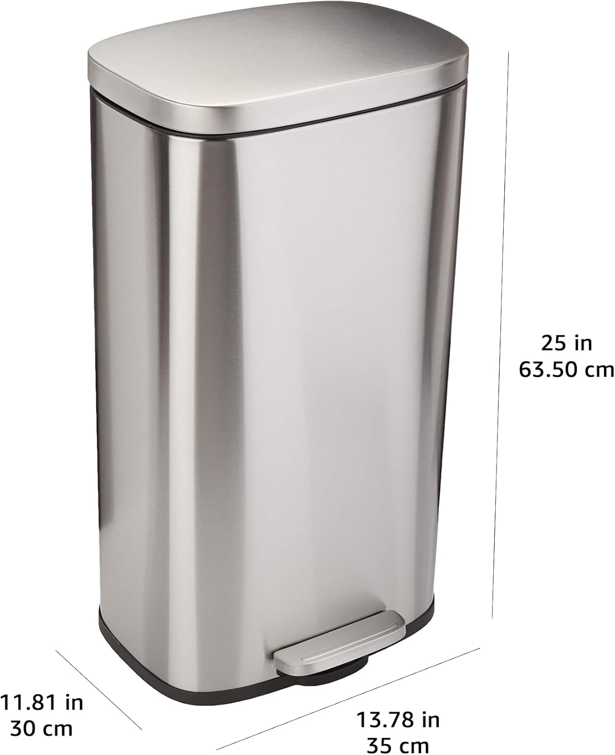 30L Soft-Close Rectangular Kitchen Bin with Steel Pedal – Satin Nickel Finish