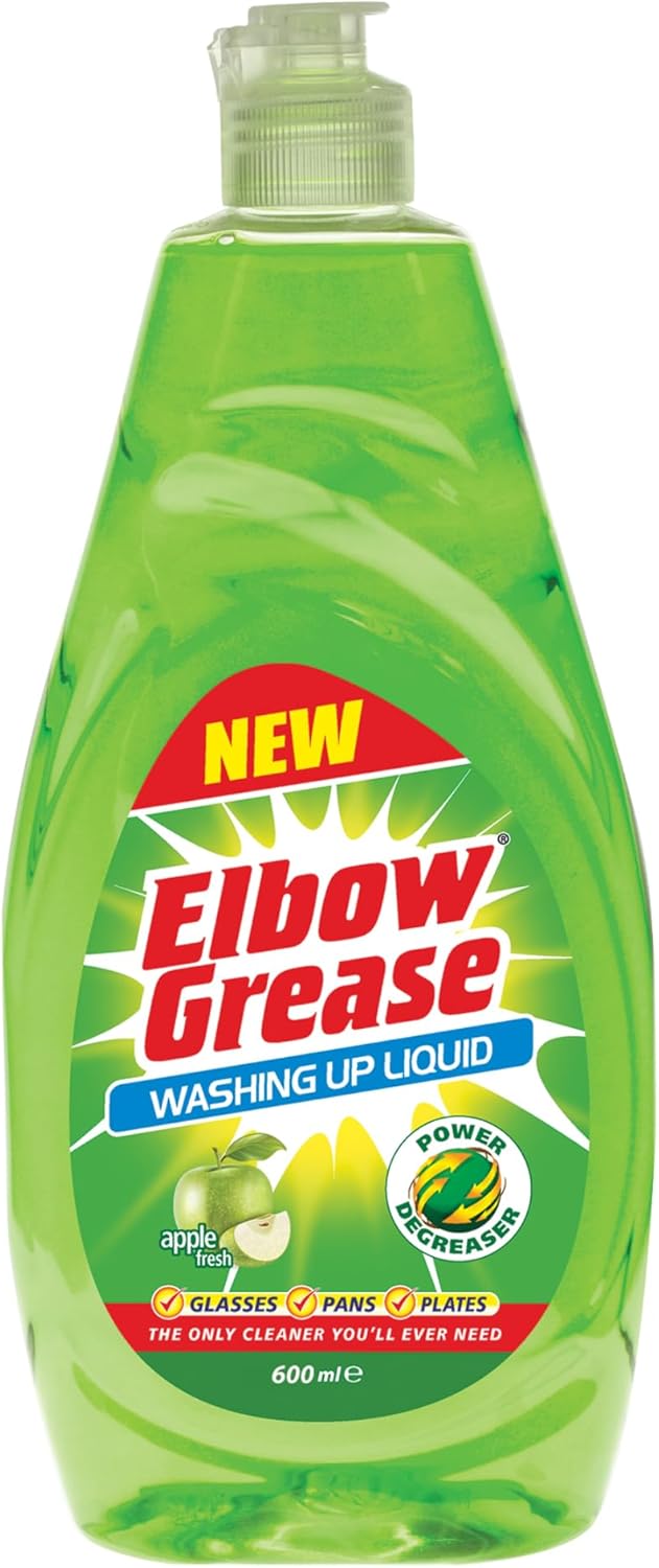 Elbow Grease Apple Dishwashing Liquid 600ml – Powerful Grease Remover for Dishes
