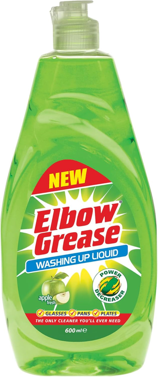 Elbow Grease Apple Dishwashing Liquid 600ml – Powerful Grease Remover for Dishes