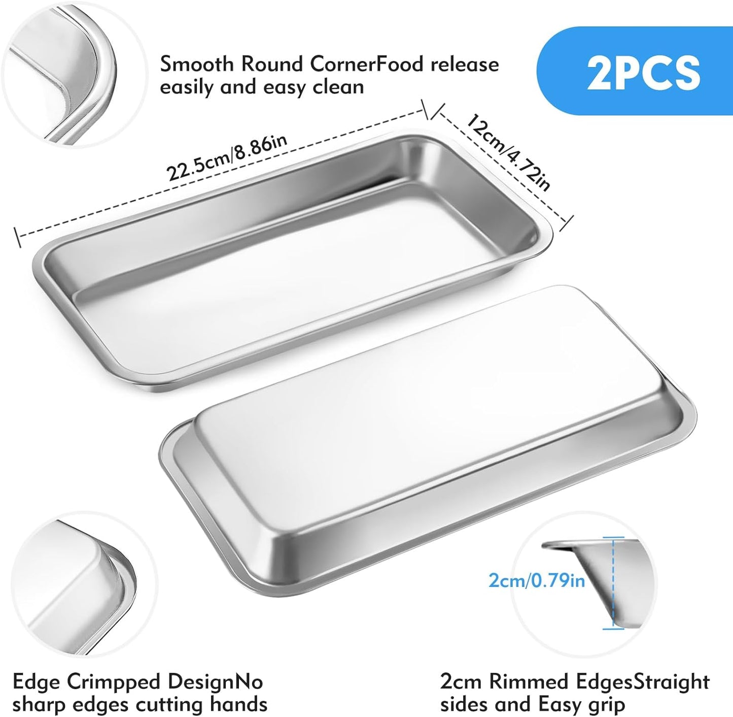 2PCS Metal laboratory supplies trays, stainless steel trays, dental clinical trays, Metal Tray Surgical Sterilization