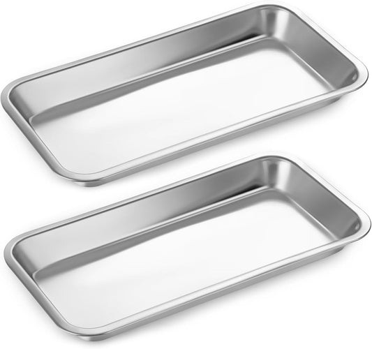 2PCS Metal laboratory supplies trays, stainless steel trays, dental clinical trays, Metal Tray Surgical Sterilization