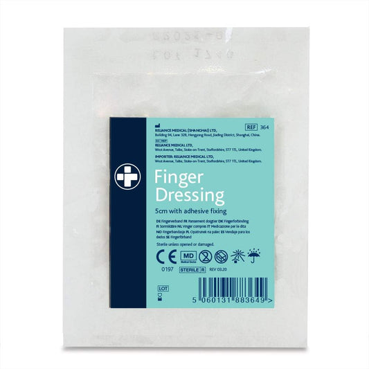 Reliance Medical Large Finger Dressing with Adhesive Fixing - Ideal for Cuts on Fingers, Extra Protection Than Plasters, Features Peelable Tab Sticky Patch, White (Pack of 10)