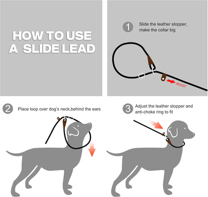 Reflective Slip Rope Dog Leash – 1.8m Durable No-Collar Lead for All Breeds