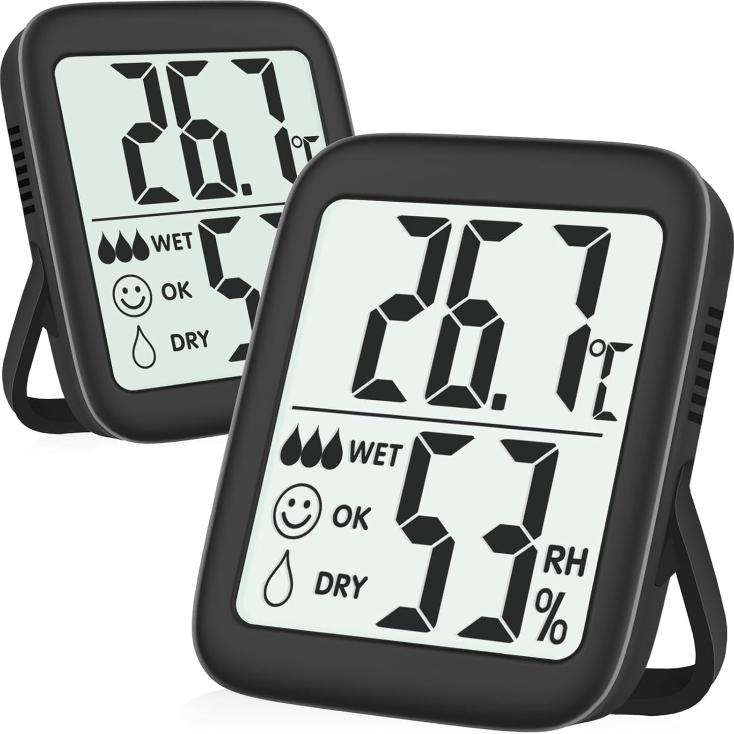 Antonki Digital Room Thermometer & Hygrometer – 2 Pack Indoor Temp Humidity Monitor