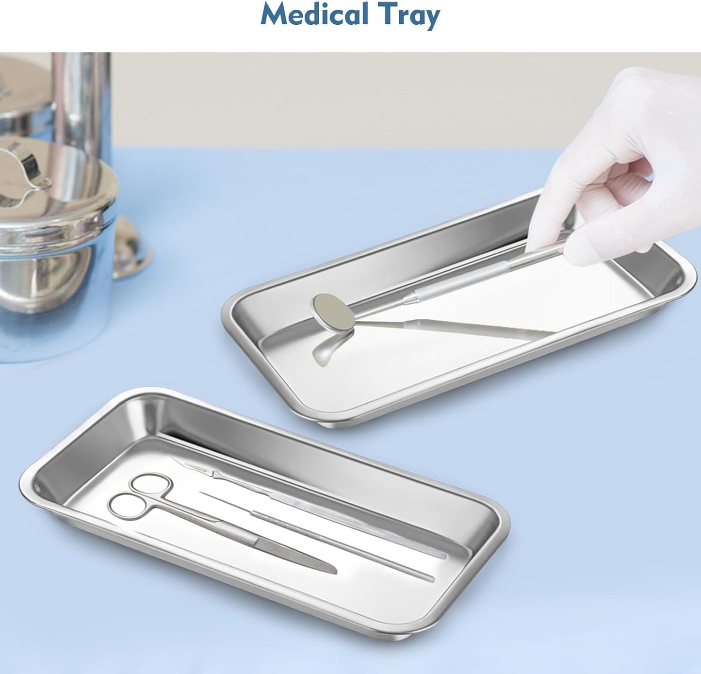 2PCS Metal laboratory supplies trays, stainless steel trays, dental clinical trays, Metal Tray Surgical Sterilization