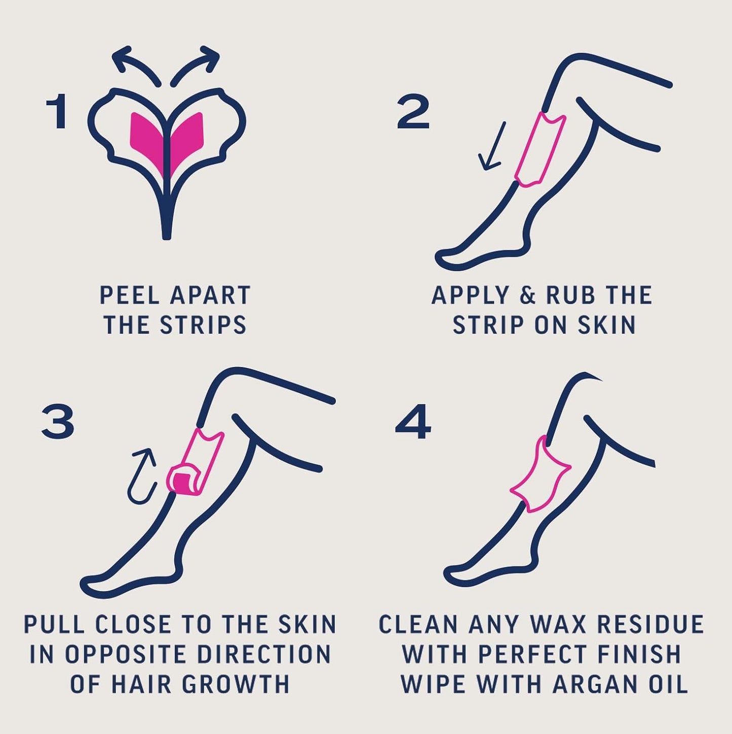 Veet Cold Wax Strips 40 + 4 Wipes – Easy Hair Removal Kit for Smooth, Gentle Legs