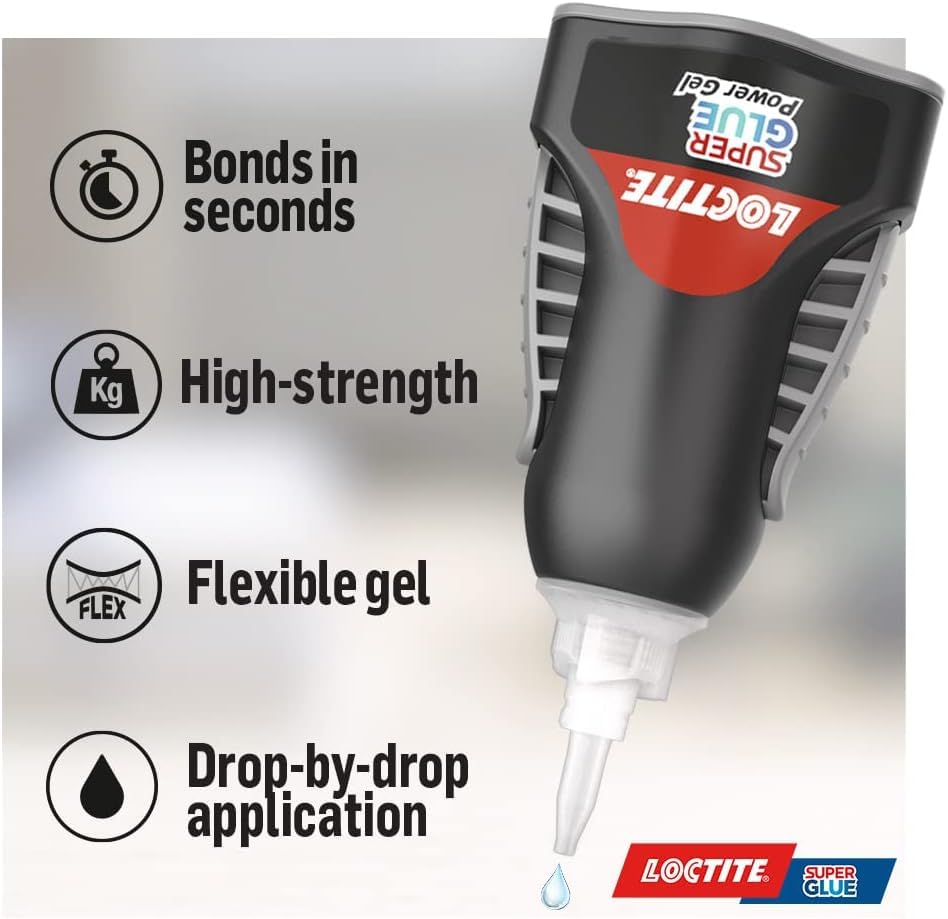 Loctite Power Gel Super Glue – No-Drip, Flexible, Clear, 2x4g with Precise Nozzle