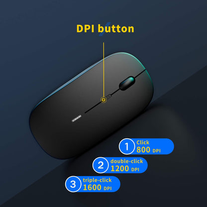 Anmck Wireless Silent Mouse,USB Laptop PC Cordless Rechargeable Slim Mice, 10m Remote Range,1600 DPI 6 Adjustment Levels Noiseless Mini Mouse,Home & Office for Windows